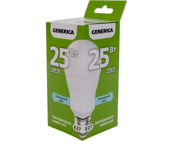 Светодиодная лампа GENERICA A65 груша 25Вт 230В 6500К E27 LL-A65-25-230-65-E27-G – изображение 3