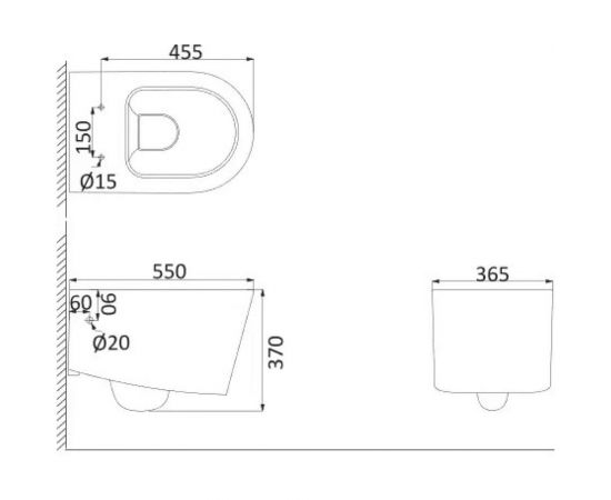 Подвесной унитаз CREO RENNES 2.0 безободковый, с тонким сидением COMBO-RE1100R с RE1001T – изображение 2