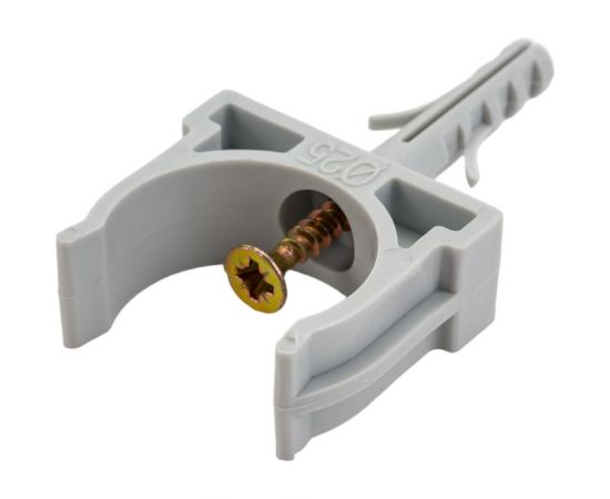 Крепеж-клипса с дюбелем и саморезом Промрукав серая, д25, 10 шт PR13.0309 – изображение 4