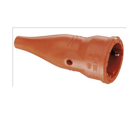 Кабельная розетка ABL резиновая с мультизаземлением, IP44 16A 2P+E 250V, оранжевый 1479070 – изображение 2