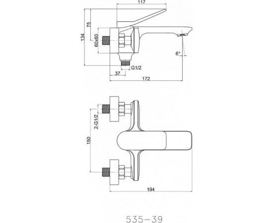 Смеситель для ванны Cersanit ODRA 63051 – изображение 2