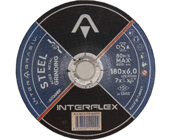 Обдирочный круг AO24NBF 180x6x22 мм, Т27, металл Interflex 4178186070 