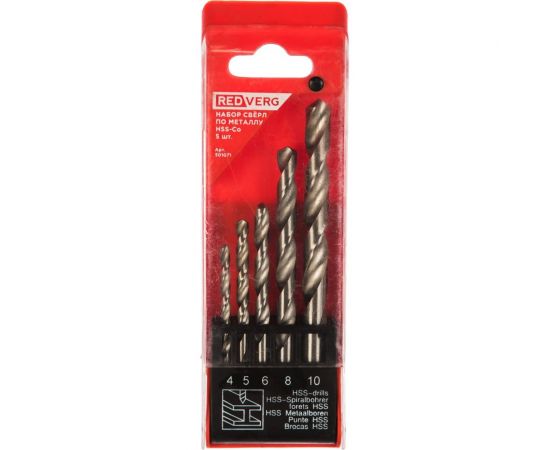 Набор сверл по металлу HSS-G, 4-10 мм, 5 шт. REDVERG 6627074 – изображение 2