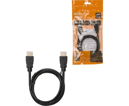 Кабель TDM ""АВК 1"" HDMI - HDMI, v2.0, позолоченные контакты, 1 метр, SQ4040-0001 