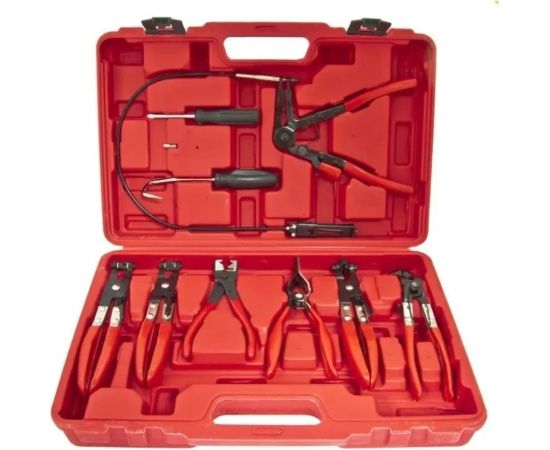 Набор щипцов для снятия и установки хомутов и шлангов ЭВРИКА 9пр., в кейсе ER-86942 