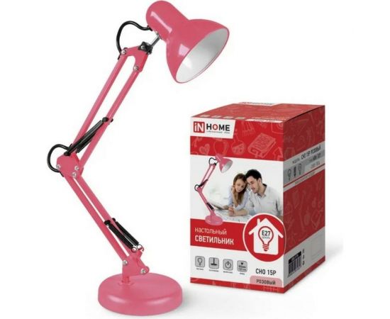 Настольный светильник IN HOME СНО 15Р на основании 60Вт E27 230В РОЗОВЫЙ 4690612035857 