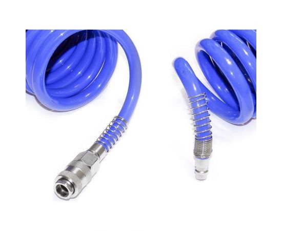 Шланг спиральный полиуретановый с быстроразъёмными соединениями 12x8 мм, 15 м PI TOOLS 6873 – изображение 2