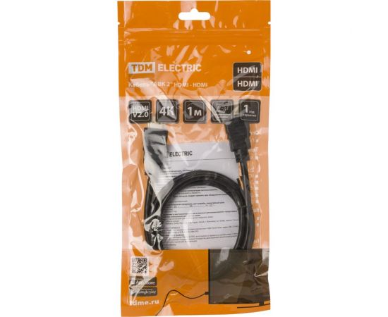 Кабель TDM ""АВК 1"" HDMI - HDMI, v2.0, позолоченные контакты, 1 метр, SQ4040-0001 – изображение 2