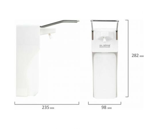 Дозатор для дезинфицирующих средств LAIMA PROFESSIONAL наливной, 1 л, локтевой привод, ABS 607326 – изображение 8