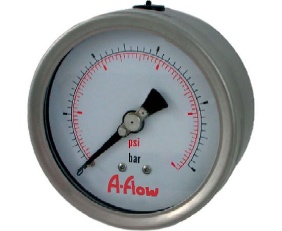 Манометр от 0 до 250 бар из нержавеющей стали, D63 мм, NPT 1/4"", штуцер сзади по центру A-Flow G32-S-4N-63B-250bar 