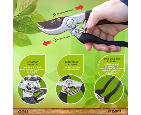 Набор сучкорез+секатор DELI DL580002 сталь 55С 98494 – изображение 27
