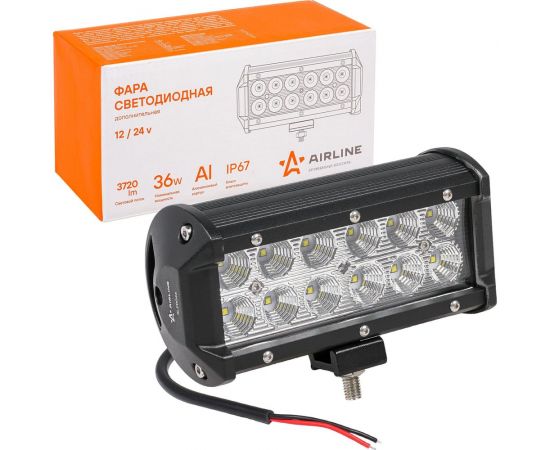 Светодиодная фара (балка) двухрядная Airline 12 LED рассеянный свет, 36W, 165x78x65, 12/24V ALED046 