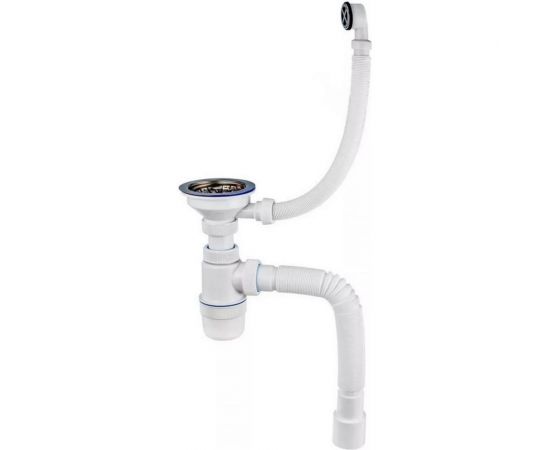 Сифон VIRPLAST Элит 3.1/2 с отводом д/ст.м, круглым переливом и гофрой 1.1/2- 40/50 100331 30986164 