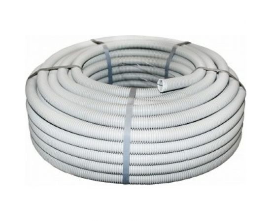 Гибкая гофрированная труба EKF ПВХ d16мм, тяжёлая, с протяжкой, 100м, цвет серый tg-z-16-t 
