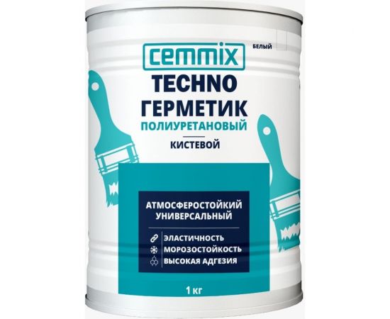 Герметик полиуретановый CEMMIX ""Кистевой"", банка 1 кг, цвет белый 85498730 