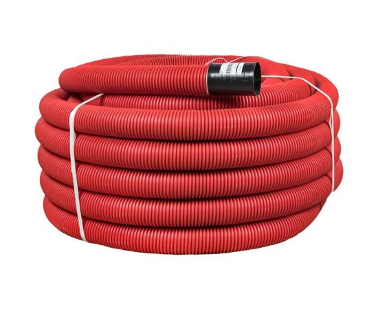 Гофрированная двустенная гибкая труба ПНД EKF d 110 с зондом, красная, бухта 50 метров, PROxima tg2st-110-50m 