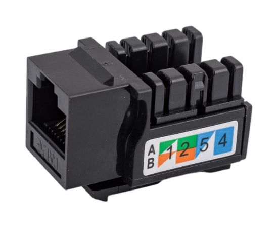 Вставка Keystone Cabeus Jack RJ-45, категория 5e, заделка тип 110, черная KJ-RJ45-Cat.5e-90-BK 