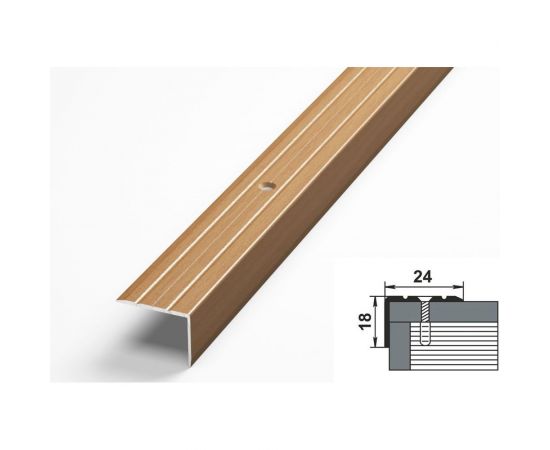 Порог угловой алюминиевый (24х18 мм; 0.9 м; декоративный; бук) Лука 00000001437 – изображение 2