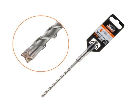 Бур сверло 6x100x160 мм, SDS-plus, Quadro-x GEPARD GP1206-160 – изображение 2