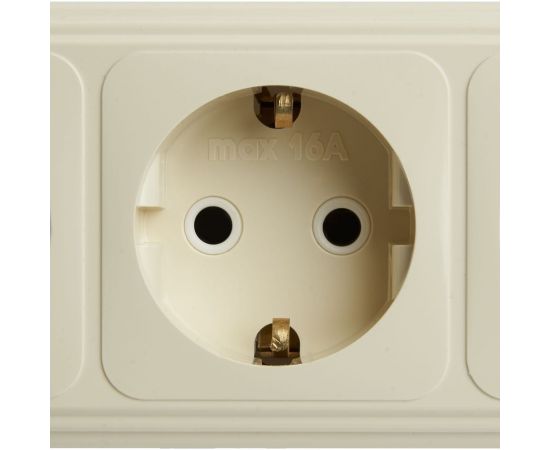 4-местная розетка STEKKER с заземляющим контактом, 250В, 16А, IP20, PST16-61-20 (RA 16-466-БЖ), слоновая кость 49052 – изображение 6
