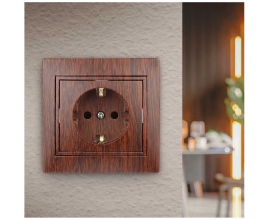 Розетка Intro 2PE Schuko, 16А, 250В, IP20, СУ, Plano, венге Б0030060 – изображение 2