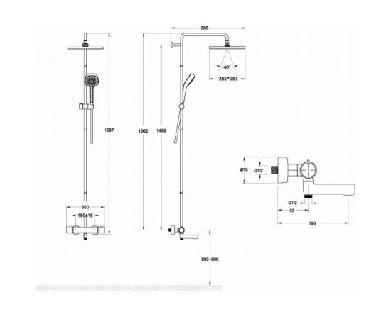 Термостатическая душевая колонна Jacob Delafon ATOM E26238-CP 00000114651 – изображение 6