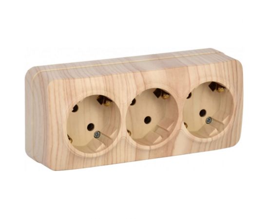 3-ая розетка IEK РС23-3-ХС с з/к о/у 16А GLORY сосна ERH31-K34-16 