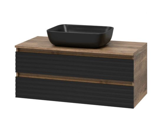 Подвесная тумба Brevita DAKOTA -100 2 ящ. (ДСП Дуб Гал. Черный кварц) DAK-09100-19/02-2Я 