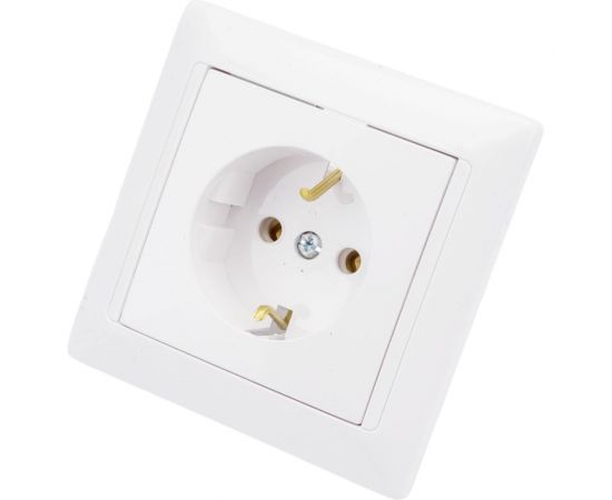Розетка Bylectrica 1-местная СУ с заз.конт., серия СТИЛЬ, белый, РС16-306 