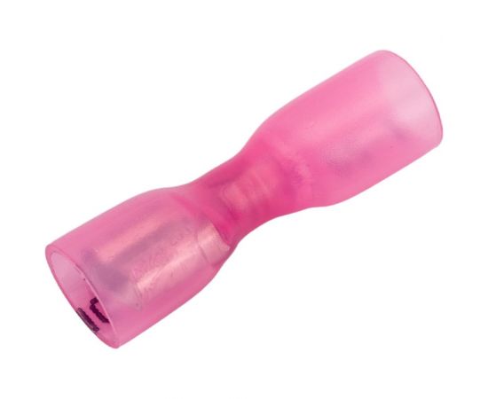 Плоская изолированная клемма REXANT, термоусаживаемая, гнездо 6.6мм, 0.5-1.5мм.кв, красный, 100 шт 08-0614 