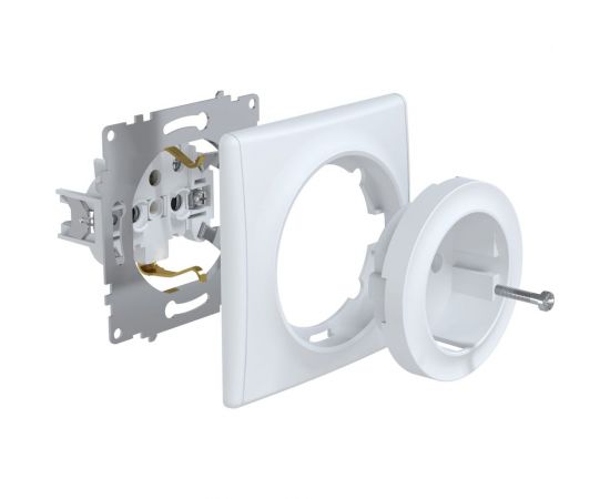 Розетка с заземлением OneKeyElectro, винтовые контакты, цвет белый 1E10201300 2172765 – изображение 4