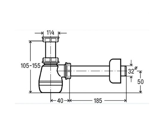 Сифон для биде Viega, для смесителя с донным клапаном, 1 1/4x32 120337, 00000020398 – изображение 2