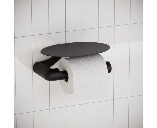 Бумагодержатель IDDIS NOA с овальной полкой, нержавеющая сталь, черный матовый NOABL00i43 – изображение 4