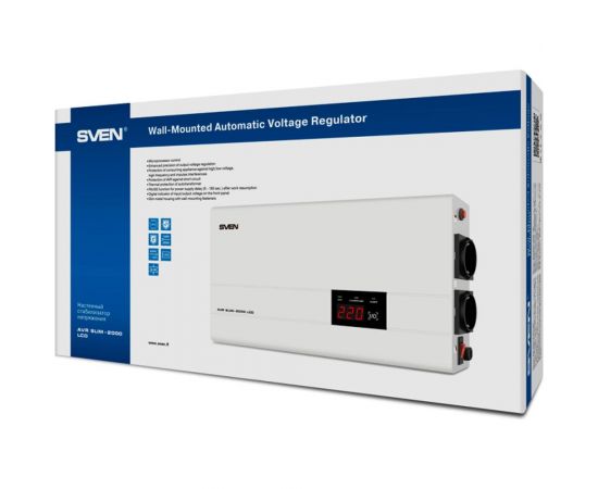 Стабилизатор напряжения SVEN AVR SLIM-2000 LCD SV-013950 – изображение 2