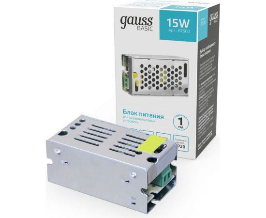 Блок питания Gauss Basic 12V 15W IP20 1/200 BT500 – изображение 2