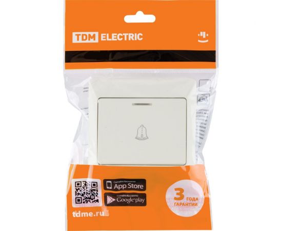 Кнопка для звонка TDM с подсветкой, слоновая кость Ильмень SQ1823-0108 – изображение 2