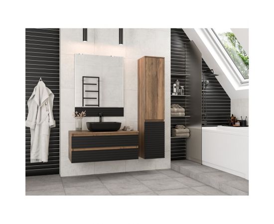 Подвесная тумба Brevita DAKOTA -100 2 ящ. (ДСП Дуб Гал. Черный кварц) DAK-09100-19/02-2Я – изображение 5