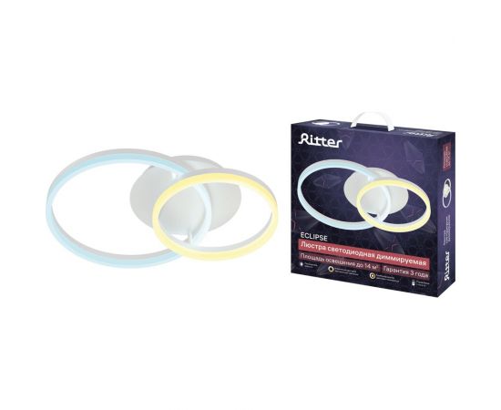Потолочная светодиодная диммируемая люстра RITTER ECLIPSE с ДУ 3 режима 56Вт 14 м2 белый 52082 9 – изображение 4