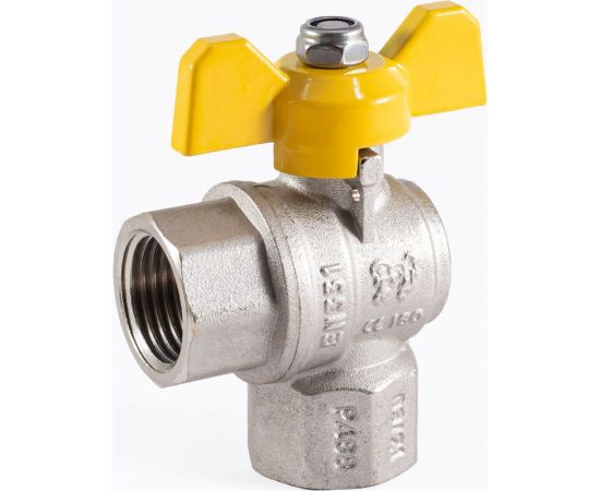 Шаровой угловой кран для газа PROFACTOR PF GAS ручка бабочка, в/в 1/2 дюйма PF GBV 333A 