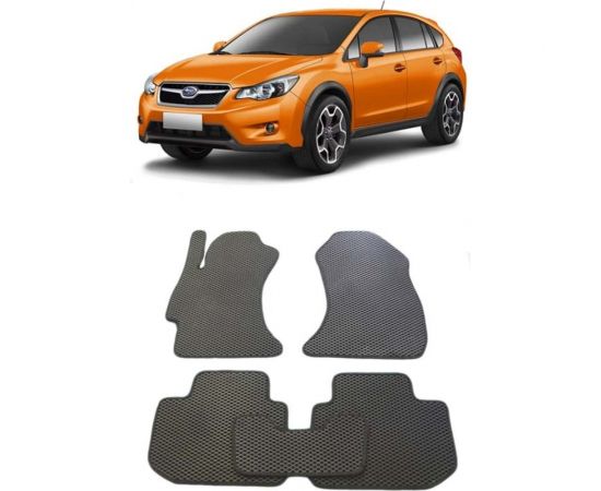 Ковры в салон автомобиля Eva Smart subaru xv 2011 - 2017 эва сота чёрные c серой окантовкой 1768-B5B1-S 
