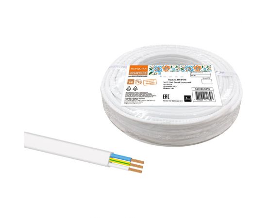 Провод ПУГСП TDM 3x1,5 5м, белый Народный SQ0126-0210 