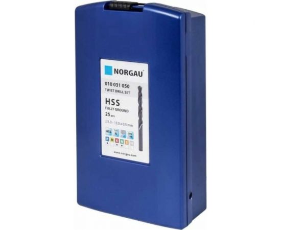 Набор сверл HSS Typ N DIN338 (25 шт; 1-13x0.5 мм) NORGAU 010031050 – изображение 2