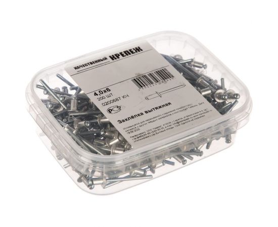 Заклёпка вытяжная алюминий/оцинкованная сталь (200 шт; 4х6 мм) Качественный КРЕПЕЖ 0200687 КЧ – изображение 2