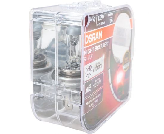 Автолампа, евробокс, 2шт. OSRAM H4 60/55 P43t+100% NIGHT BREAKER SILVER 12V /1/10 64193NBS-HCB – изображение 2