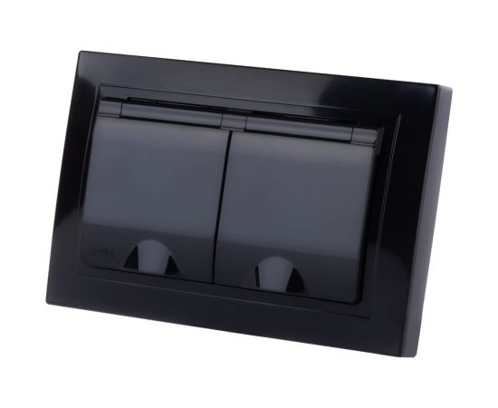 Двойная розетка TDM 2П+З с защитными шторками и крышкой 16А 250В IP44 антрацит Таймыр SQ1814-0876 – изображение 8