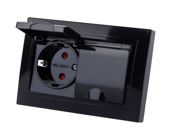 Двойная розетка TDM 2П+З с защитными шторками и крышкой 16А 250В IP44 антрацит Таймыр SQ1814-0876 – изображение 7