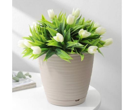 Горшок для цветов Idiland saffron 5.4 л, с поддоном, бежевый 692216103БЕЖ – изображение 3