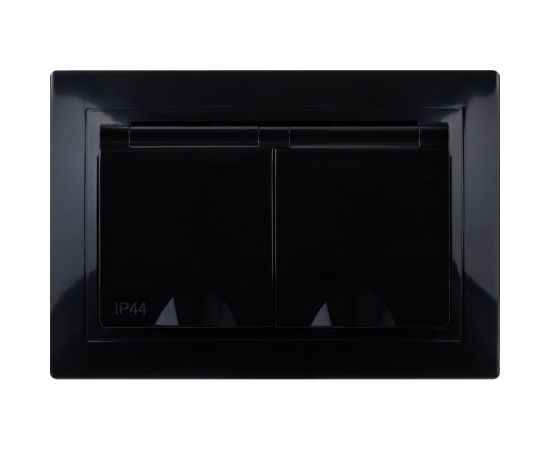 Двойная розетка TDM 2П+З с защитными шторками и крышкой 16А 250В IP44 антрацит Таймыр SQ1814-0876 – изображение 5