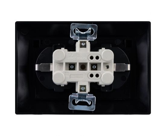 Двойная розетка TDM 2П+З с защитными шторками и крышкой 16А 250В IP44 антрацит Таймыр SQ1814-0876 – изображение 4