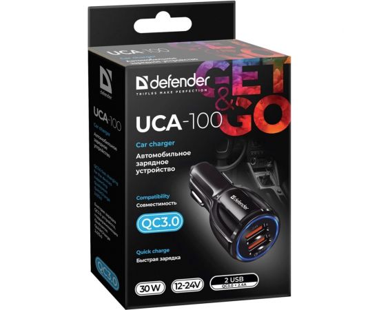 Автомобильное ЗУ DEFENDER UCA-100 2xUSB, QC3.0+2.4A 83833 – изображение 2